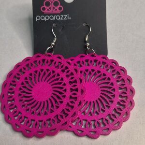 paparazzi Magenta Filigree Circle Drop Earrings